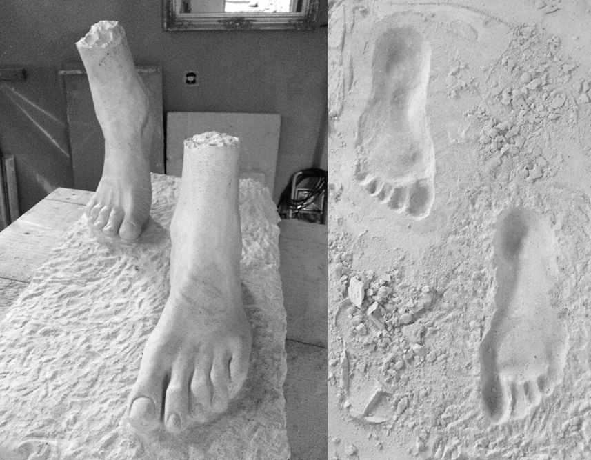 Skulpturale Fussformen und Abdrücke von Luzi Anderegg